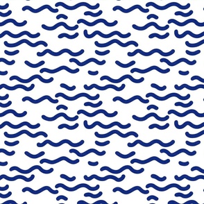 Santorini Summer - Waves in Navy Blue / Medium
