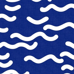 Santorini Summer - Waves on Navy Blue / Large