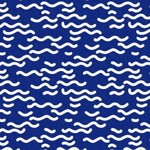 Santorini Summer - Waves on Navy Blue / Medium