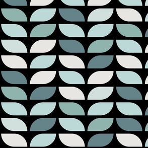 Geometric Pattern: Leaf: Seafoam Black (large version)