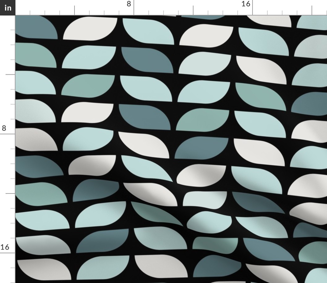 Geometric Pattern: Leaf: Seafoam Black (large version)