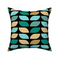 Geometric Pattern: Leaf: Turquoise Black (large version)