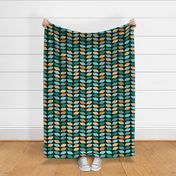 Geometric Pattern: Leaf: Turquoise Black (large version)