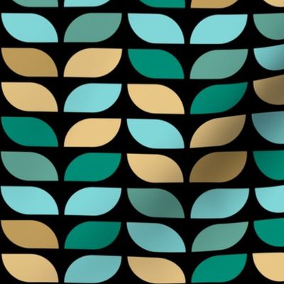 Geometric Pattern: Leaf: Turquoise Black (standard version)