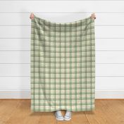 Highland Cow Collection Tartan in Ivory and Sage - Large Scale