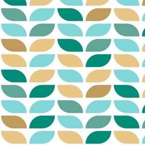 Geometric Pattern: Leaf: Turquoise White (large version)