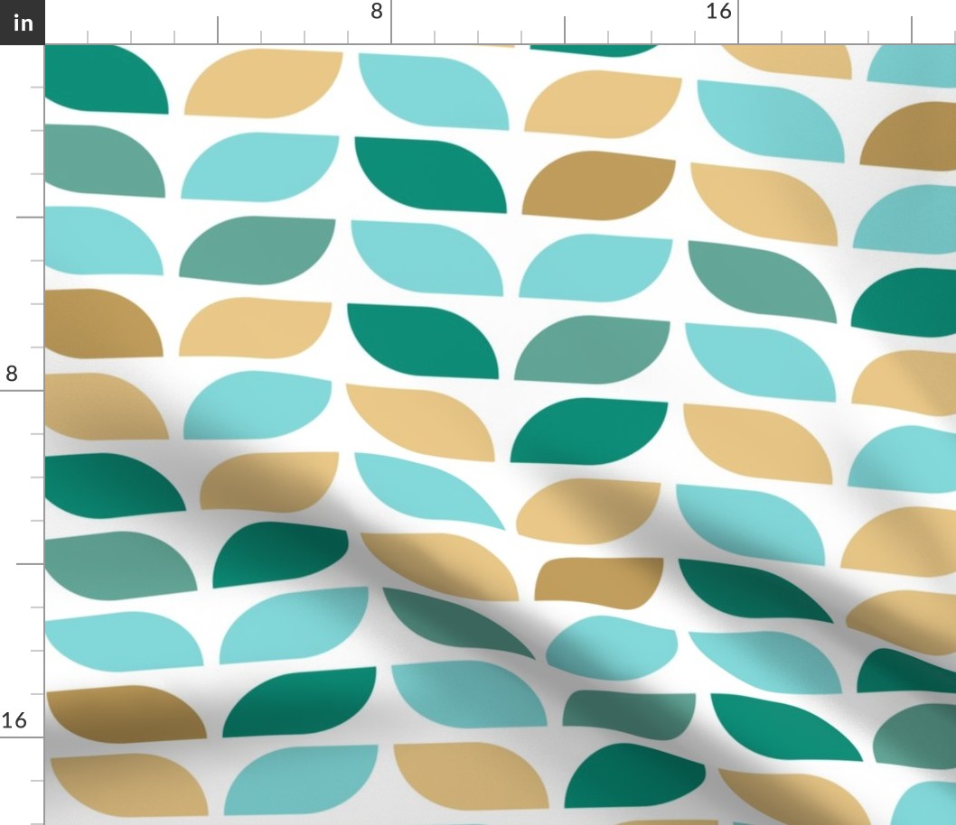 Geometric Pattern: Leaf: Turquoise White (large version)