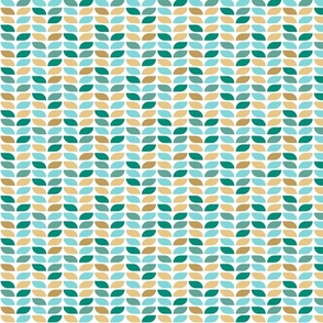 Geometric Pattern: Leaf: Turquoise White (small version)