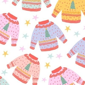 ugly sweater/sweatshirt with star - multi colour - fun and cute pattern - modern - holiday/Christmas 