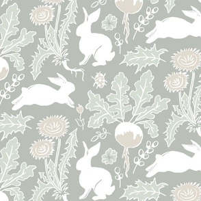 rabbits in the vegetable garden light gray | medium