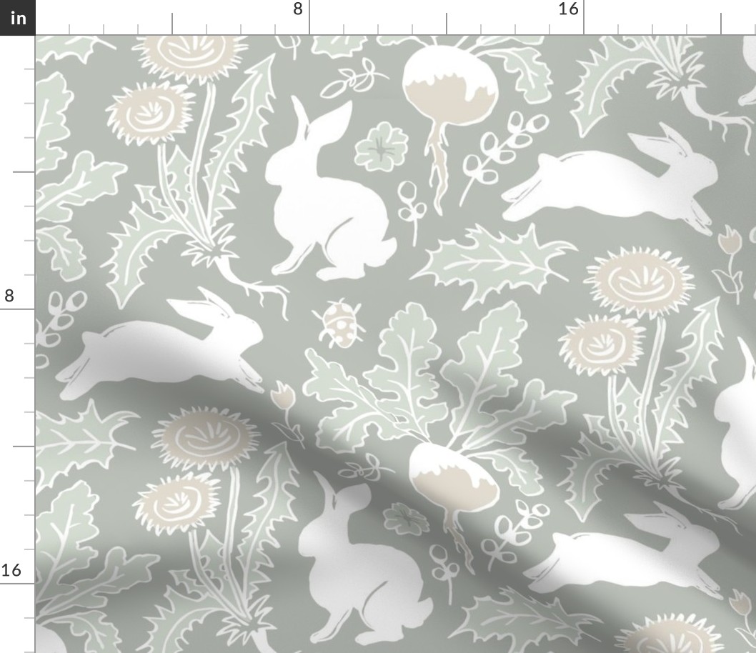 rabbits in the vegetable garden light gray | medium