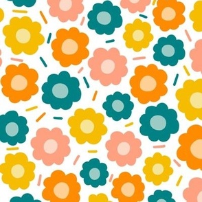 medium// pastel and bright multi colour fall - autumn floral with confetti lines 