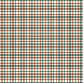 Gingham checks plaid brown green small scale