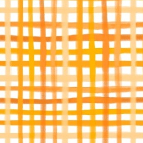 medium//hand-drawn bright to pastel orange gradient colours gingham - check patterns - plaid