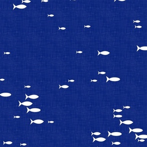 Santorini Summer - Fish on Navy Blue / Large