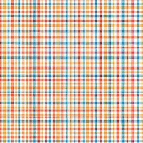 Summer fiesta watercolor plaid orange blue large