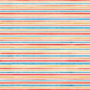 Summer fiesta horizontal watercolor stripes orange blue large