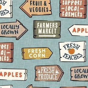 Farmers Market Signs - neutrals dusty blue - Produce - LAD23