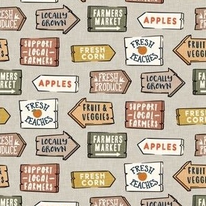 (small scale) Farmers Market Signs - neutrals beige - Produce - LAD23