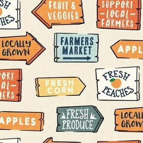 Farmers Market Signs - orange/yellow/blue cream - Produce - LAD23