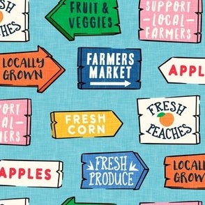 Farmers Market Signs - blue - Produce - LAD23