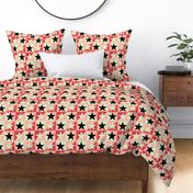 STAR QUILT in strawberry pink, Scarlett Red, black and white (Small)