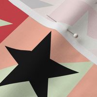 STAR QUILT in strawberry pink, Scarlett Red, black and white (Small)
