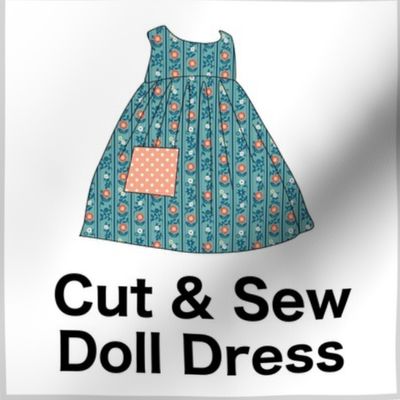 Cut & Sew Dress (Dollhouse print) on FAT QUARTER for Forever Virginia Dolls and other 1/8, 1/6 and 1/5 scale child dolls  // little small scale tiny mini micro doll 