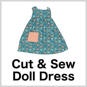 Cut & Sew Dress (Dollhouse print) on FAT QUARTER for Forever Virginia Dolls and other 1/8, 1/6 and 1/5 scale child dolls  // little small scale tiny mini micro doll 