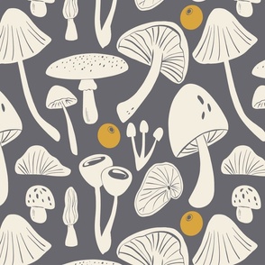 Mushroom in Retro grey and gold - LARGE 
