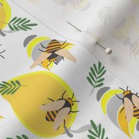 Bumblebees and mangos or pollinators on a mango geometric 