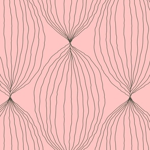 Modern minimal pink line drawn wavy wallpaper