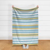 Varied Width Horizontal Stripes // Mustard Gold, Dark and Light Denim Blue, White // V1 // JUMBO Scale - 150 DPI