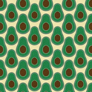 Doodle Leaves Avocado - Cream Background - Small