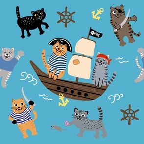 Cute Pirate Cat Pattern for Boy and Girl Kids