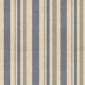 (M-L) Textured Stripes Denim Sage Ecru Wide and Thin