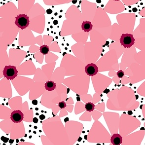 Poppies / light pink / large scale 