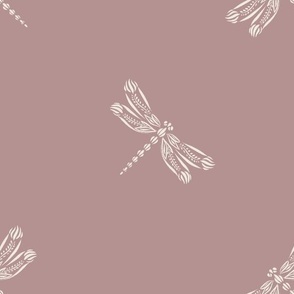 Dragonflies | Creamy White, Dusty Rose | Doodle Bugs