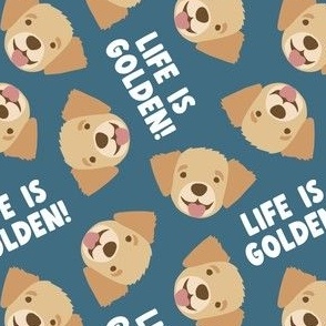 Life is Golden - Golden Retrievers - stone blue - LAD23