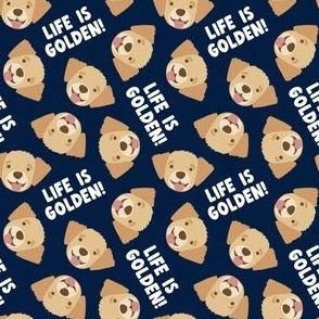 (small scale) Life is Golden - Golden Retrievers - navy - LAD23