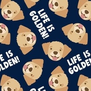 Life is Golden - Golden Retrievers - navy - LAD23