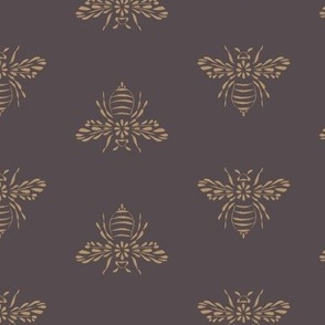 Bees |  Lion Gold on Purple-Brown-Gray  | Doodle Bugs