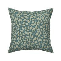 Intricate Leaf Pattern // Aegean Blue and Sage Green // Large Scale