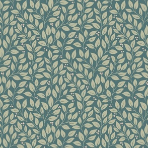 Intricate Leaf Pattern // Aegean Blue and Sage Green // Large Scale