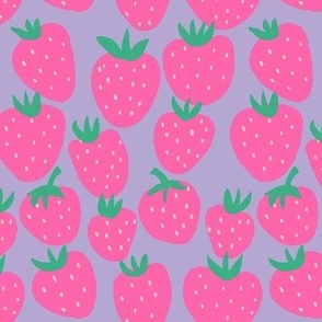 Summer Strawberry - hot pink strawberries on Digital Lavender / purple rose - small