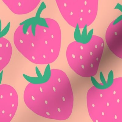Summer Strawberry - hot pink strawberries on Mellow peach parfait - medium