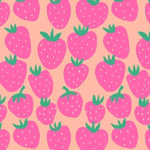 Summer Strawberry - hot pink strawberries on Mellow peach parfait - medium