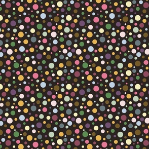 Polka dots magical meadows dark background