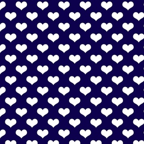 White Heart Pattern Blue Background