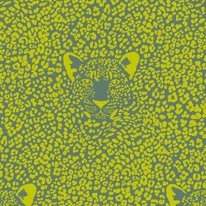 Spot the Leopard - Leopard in an ocean of spots - animal print - cyber lime green on sage leaf green - extra small